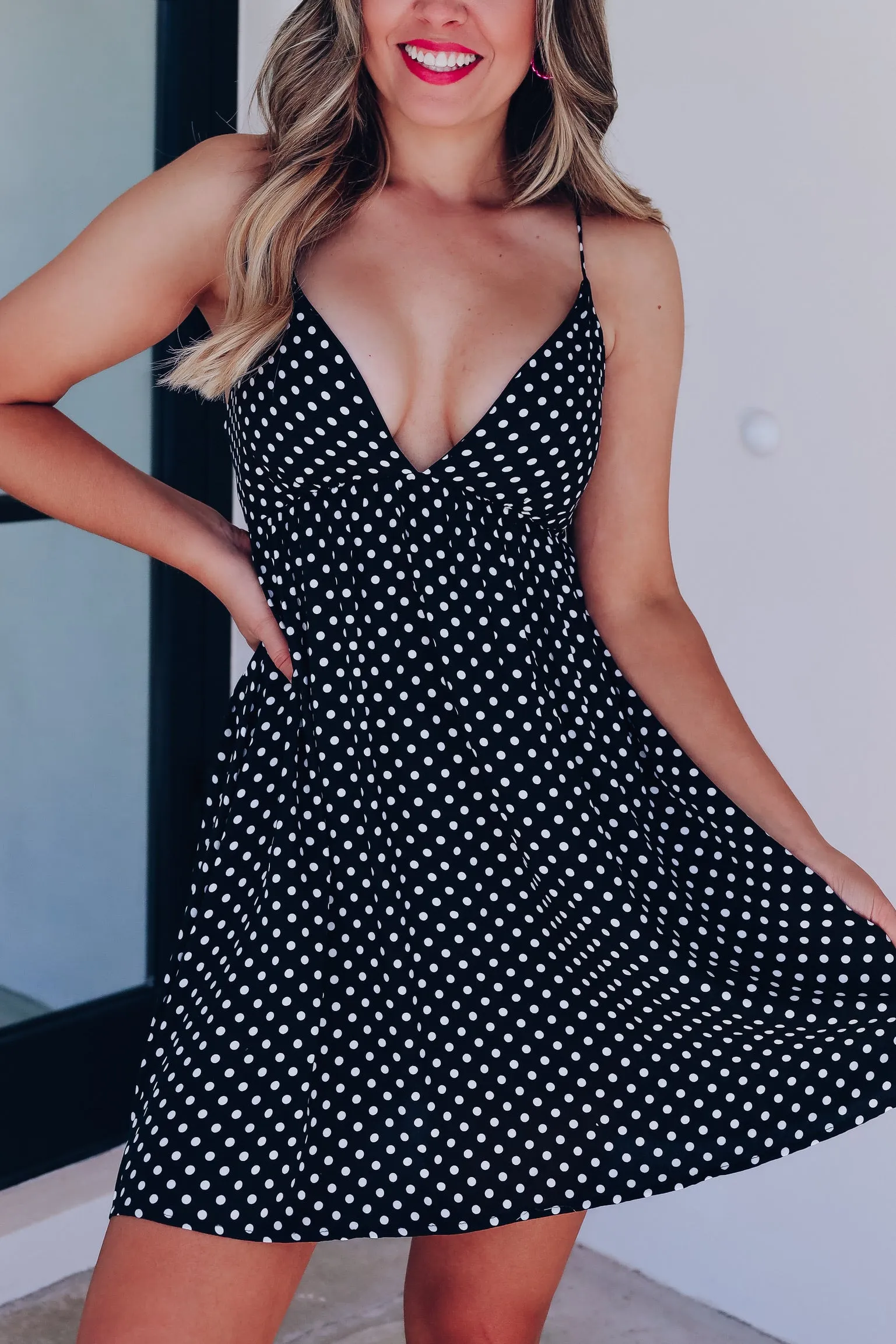 Hyland Polka Dot Mini Dress - Black