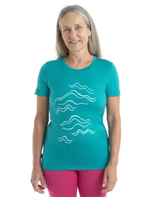 Icebreaker Merino 150 Tech Lite II SS Tee Mountain Strokes (Women's) Flux Green
