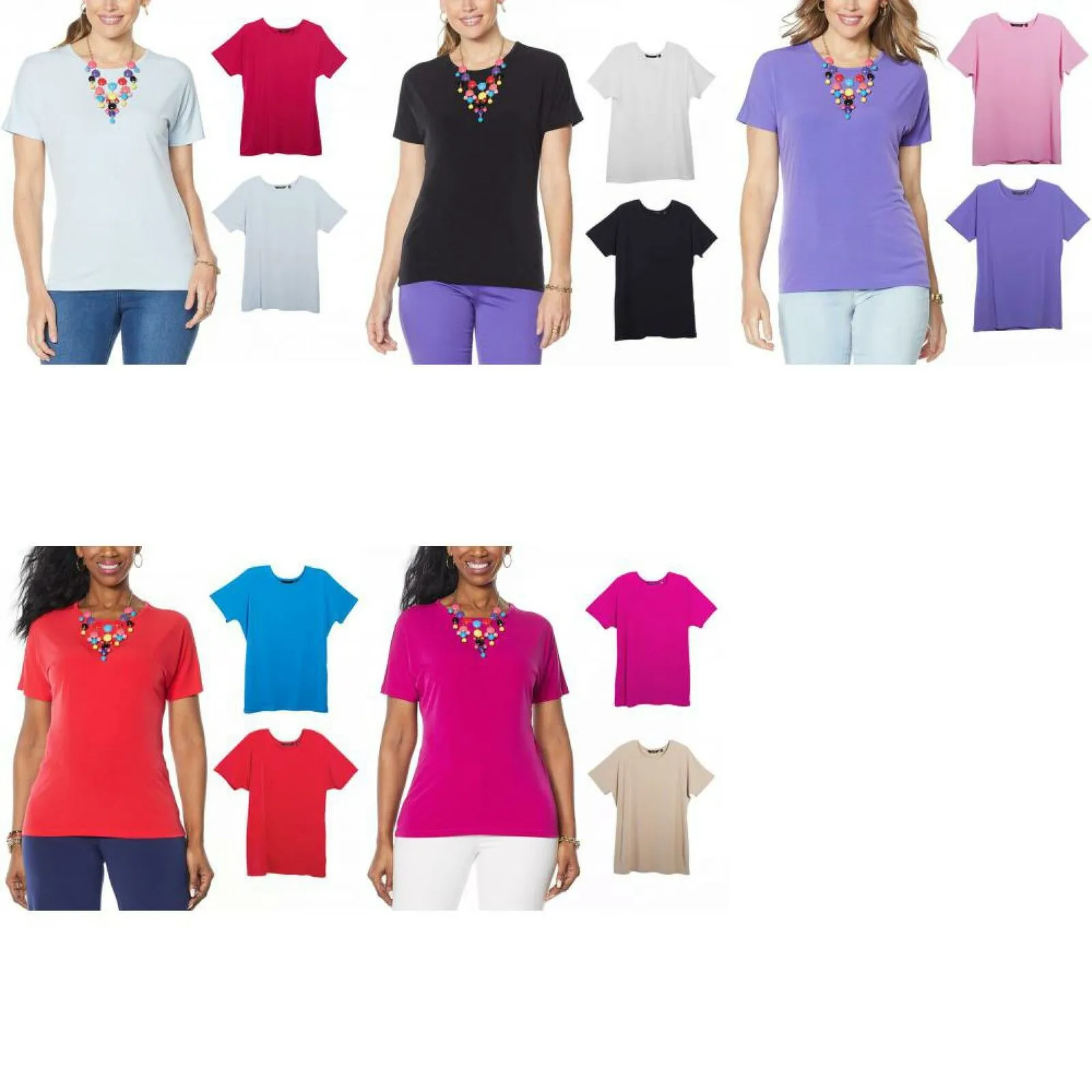 IMAN Women's City Chic 2 Pack of T-Shirts and Necklace