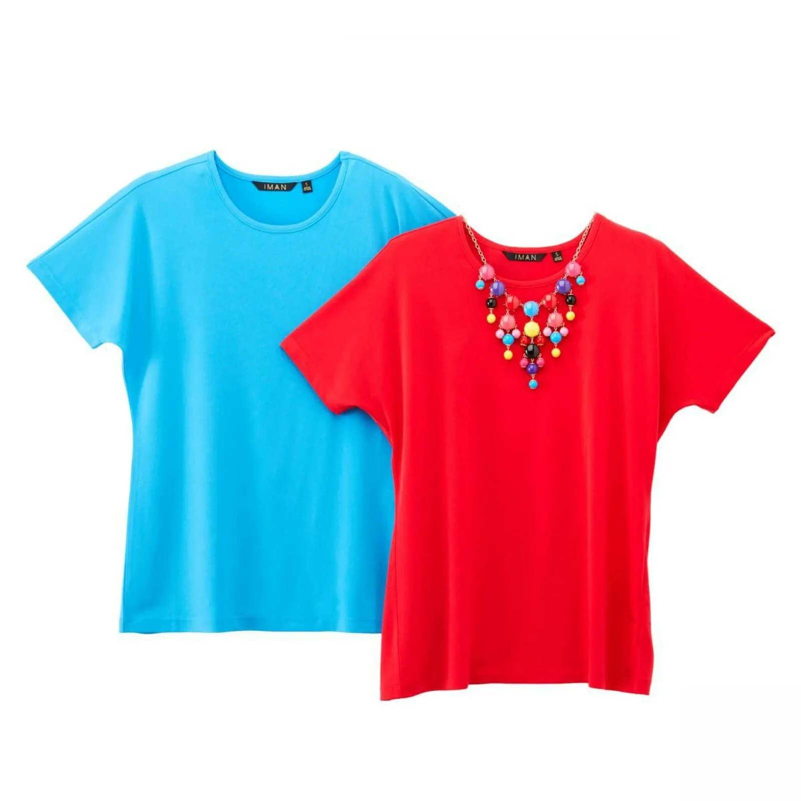 IMAN Women's City Chic 2 Pack of T-Shirts and Necklace