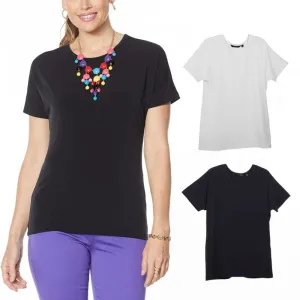 IMAN Women's City Chic 2 Pack of T-Shirts and Necklace