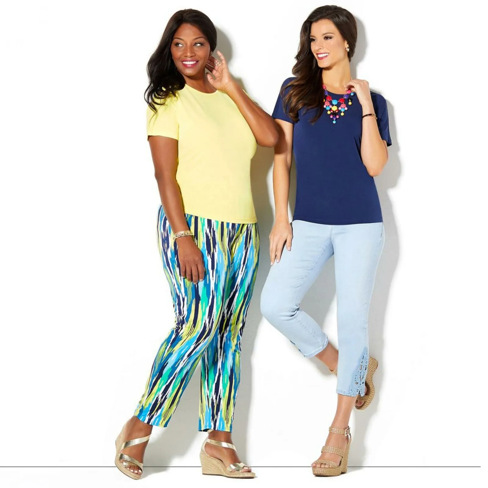 IMAN Women's City Chic 2 Pack of T-Shirts and Necklace