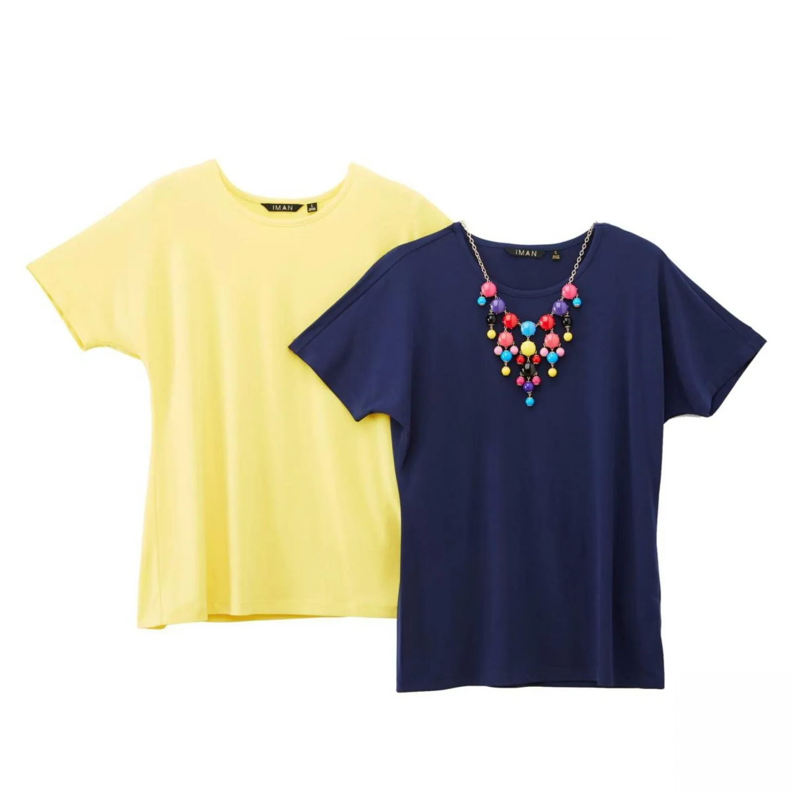IMAN Women's City Chic 2 Pack of T-Shirts and Necklace