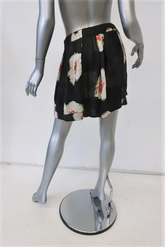 Isabel Marant Etoile Tiered Mini Skirt Rylan Black Floral Linen-Silk Size 42