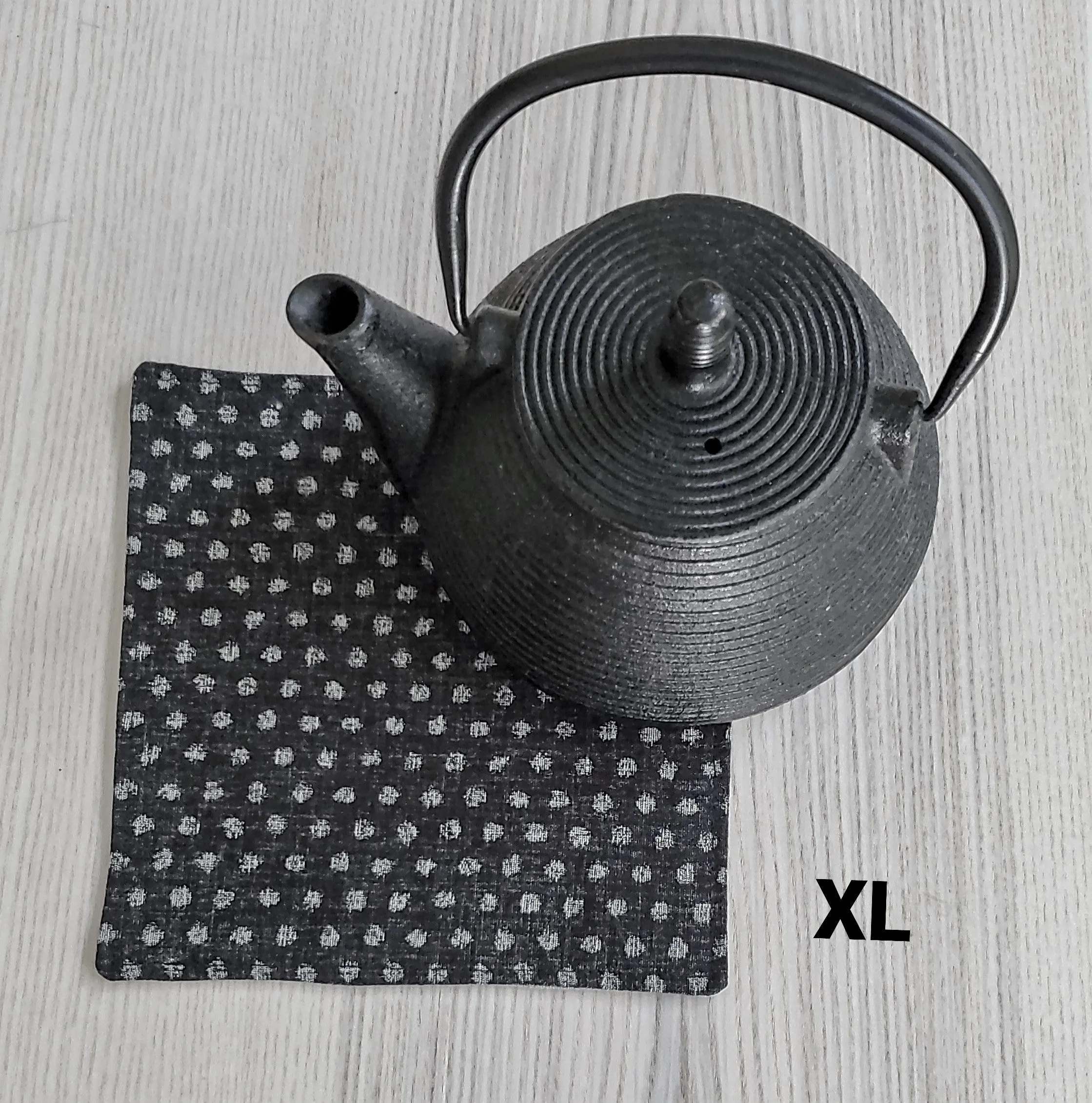 Japanese Cloth Coasters in Black Polka Dot   Denim