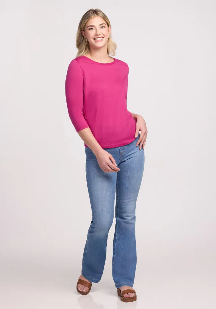 Jenny 3/4 Sleeve Crew Neck - Berry Punch