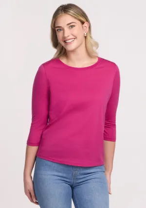 Jenny 3/4 Sleeve Crew Neck - Berry Punch