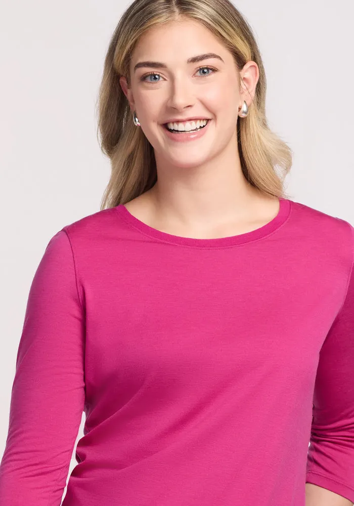 Jenny 3/4 Sleeve Crew Neck - Berry Punch