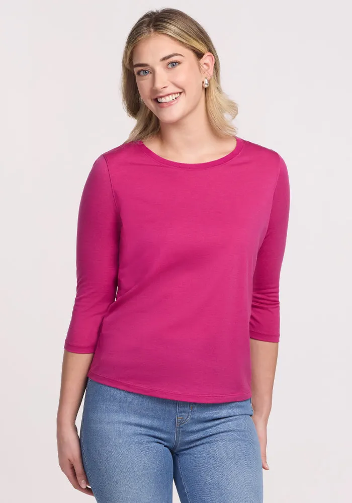 Jenny 3/4 Sleeve Crew Neck - Berry Punch