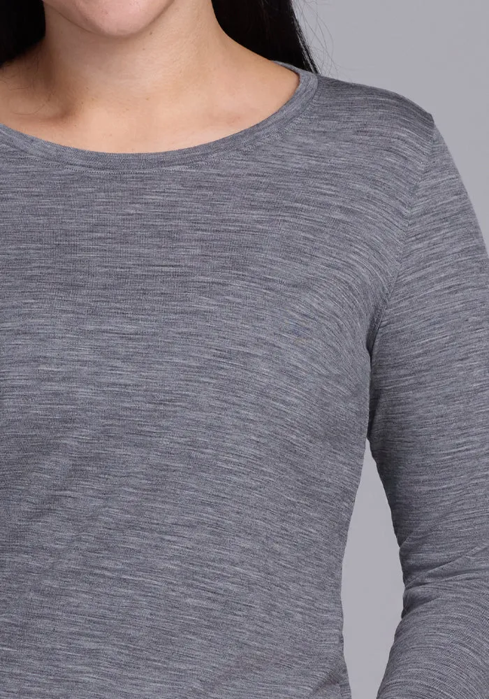 Jenny 3/4 Sleeve Crew Neck - Graphite Heather