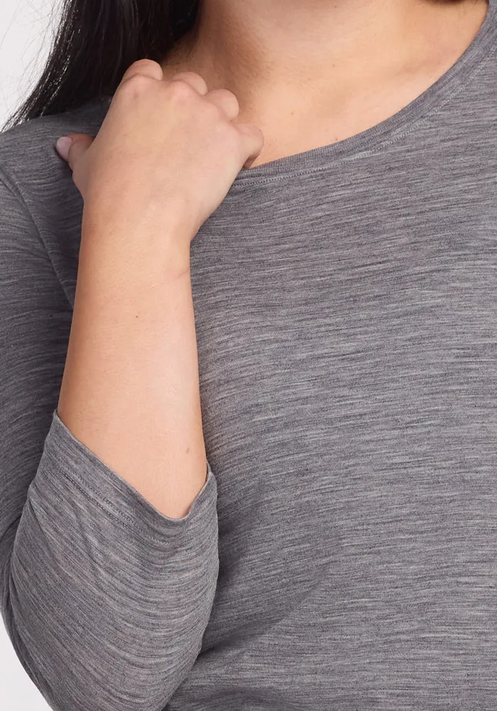 Jenny 3/4 Sleeve Crew Neck - Graphite Heather