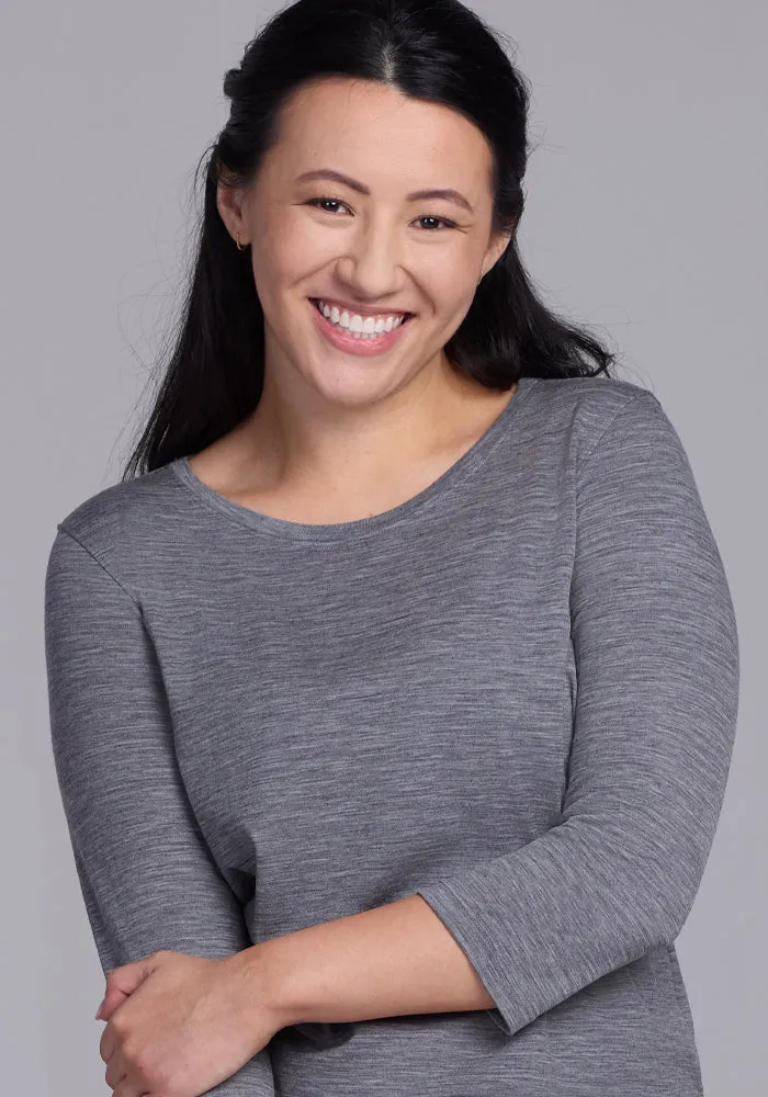 Jenny 3/4 Sleeve Crew Neck - Graphite Heather