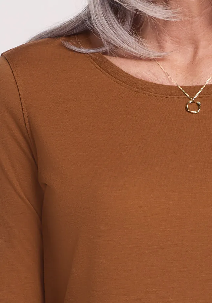Jenny 3/4 Sleeve Crew Neck - Sahara Dust