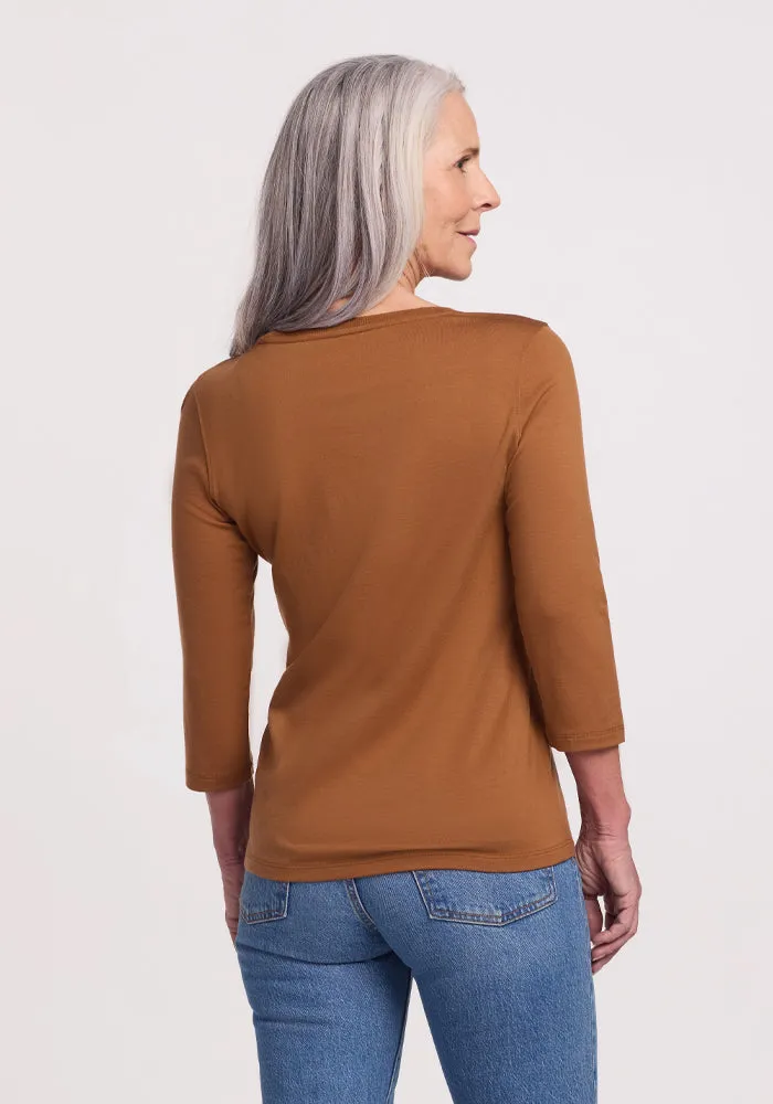 Jenny 3/4 Sleeve Crew Neck - Sahara Dust