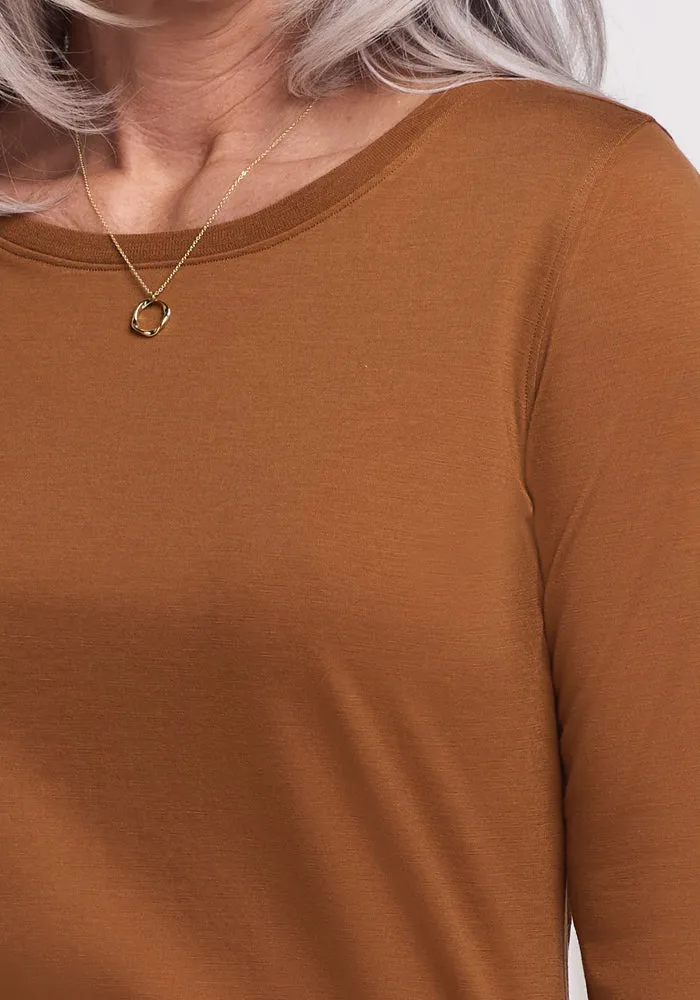 Jenny 3/4 Sleeve Crew Neck - Sahara Dust