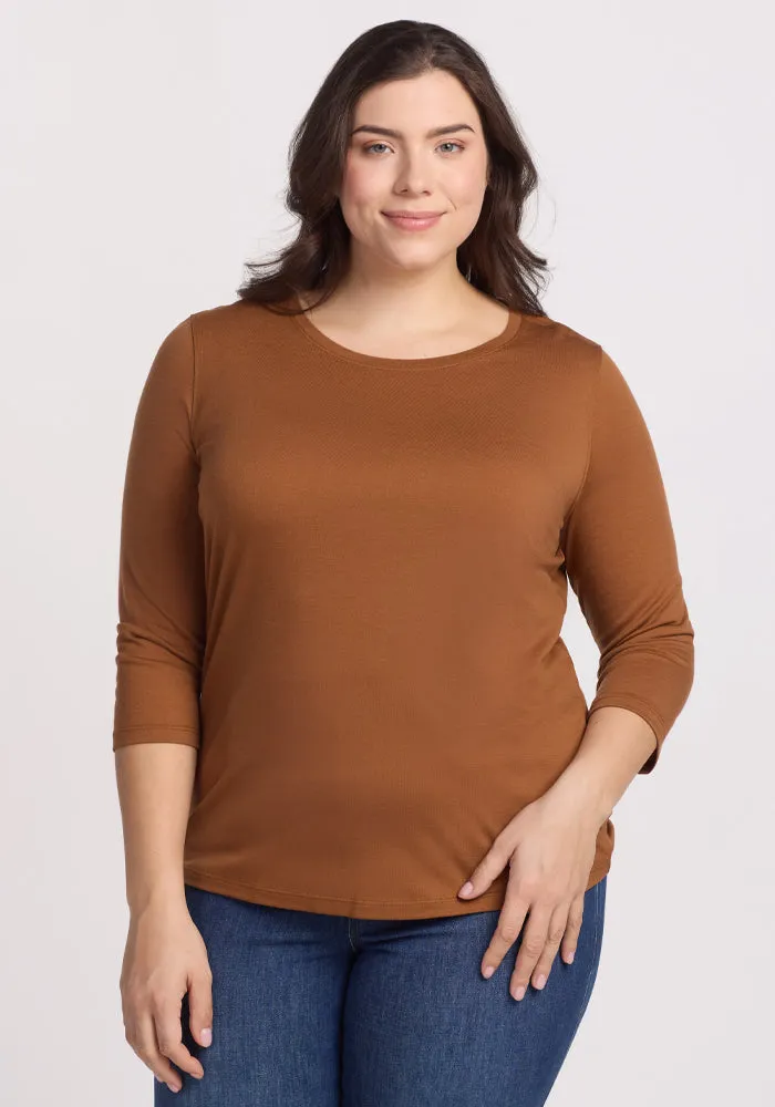Jenny 3/4 Sleeve Crew Neck - Sahara Dust