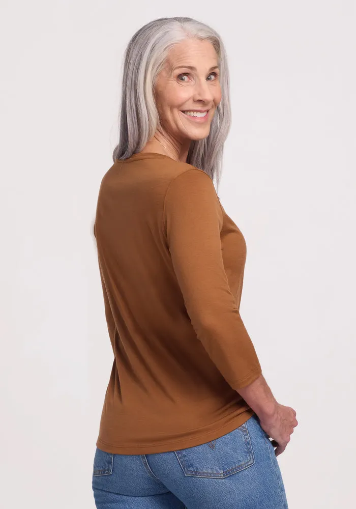 Jenny 3/4 Sleeve Crew Neck - Sahara Dust