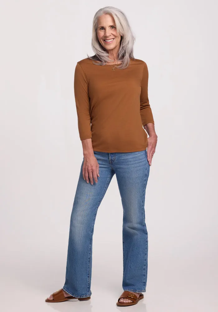 Jenny 3/4 Sleeve Crew Neck - Sahara Dust