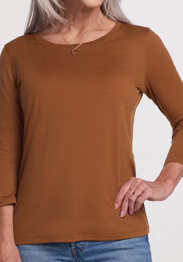 Jenny 3/4 Sleeve Crew Neck - Sahara Dust