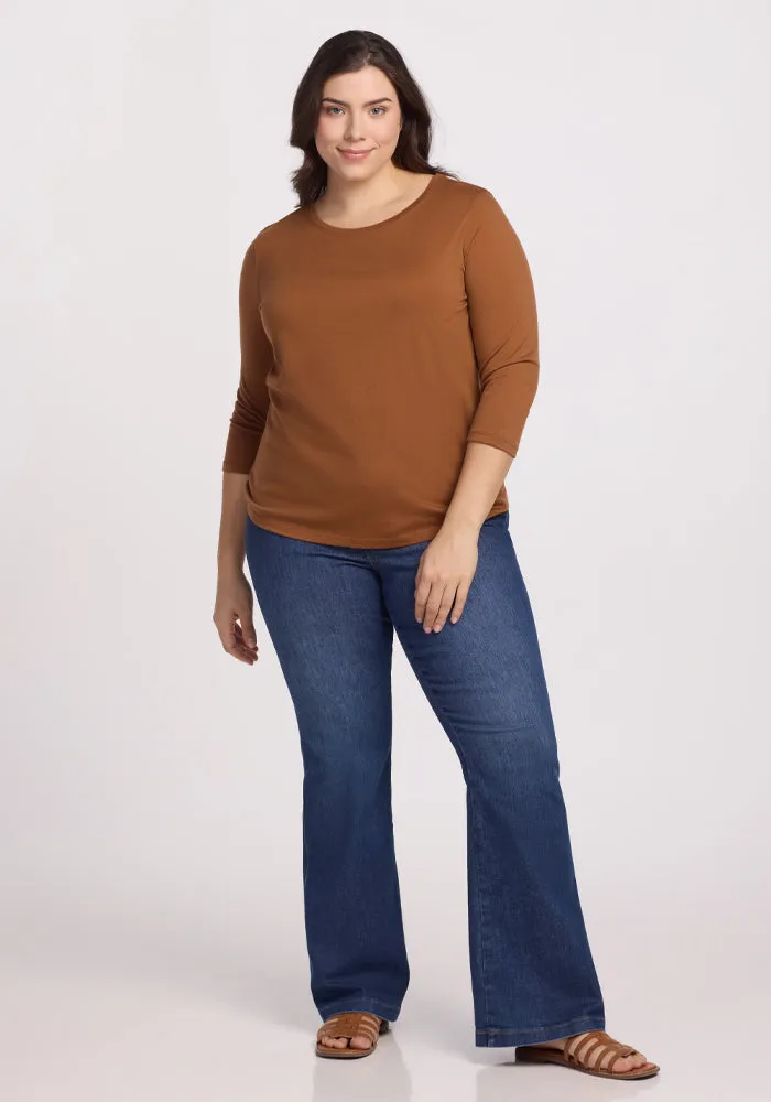 Jenny 3/4 Sleeve Crew Neck - Sahara Dust