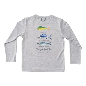 Kid's Pro Performance Long Sleeve Fishing T-shirt with Blue Water Grand Slam