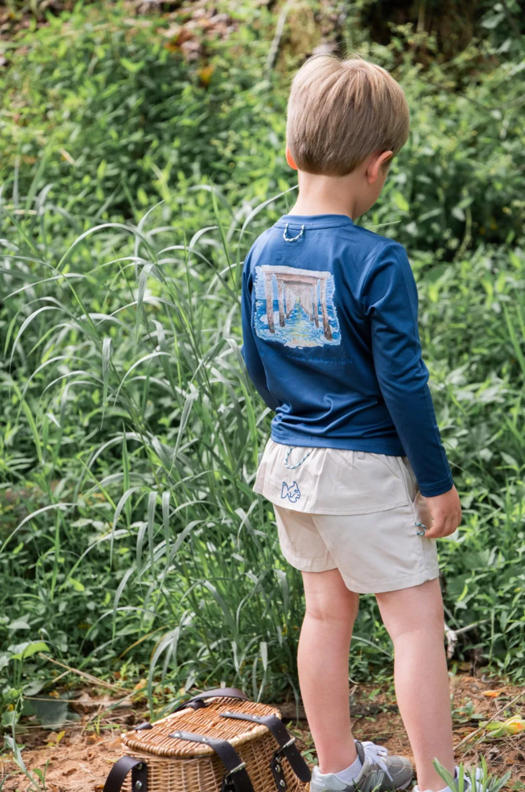 Kid's Pro Performance Long Sleeve Fishing T-shirt with Pier Art