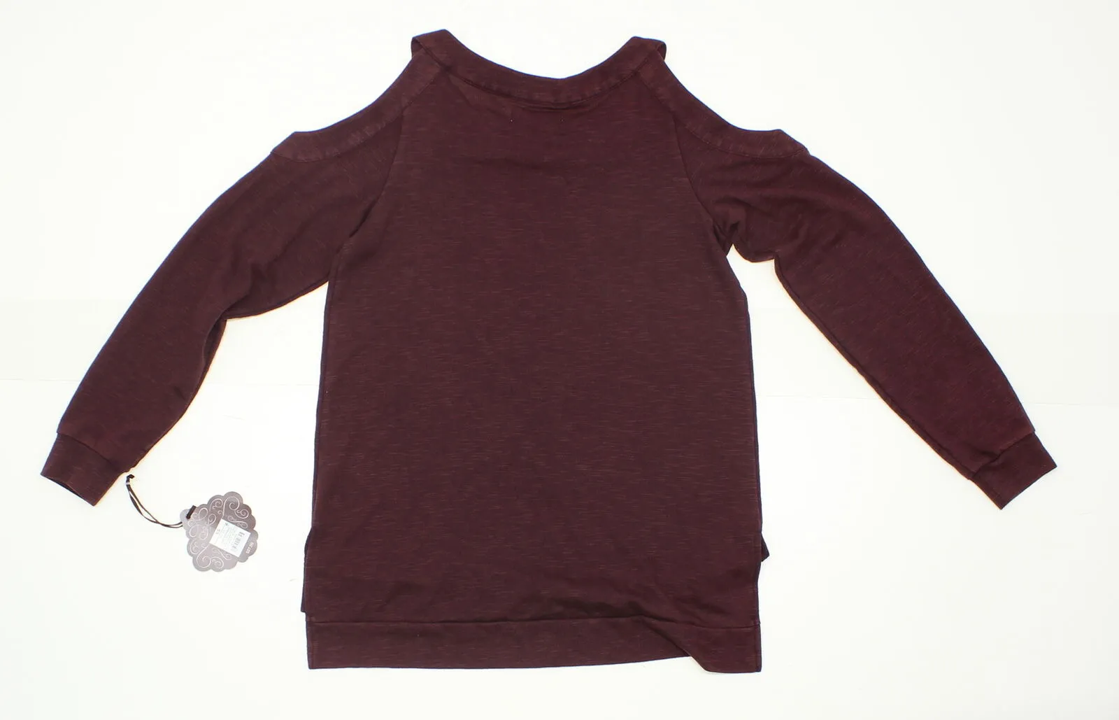 Knox Rose Women's Embellished Cold Shoulder Sweatshirt Burgundy