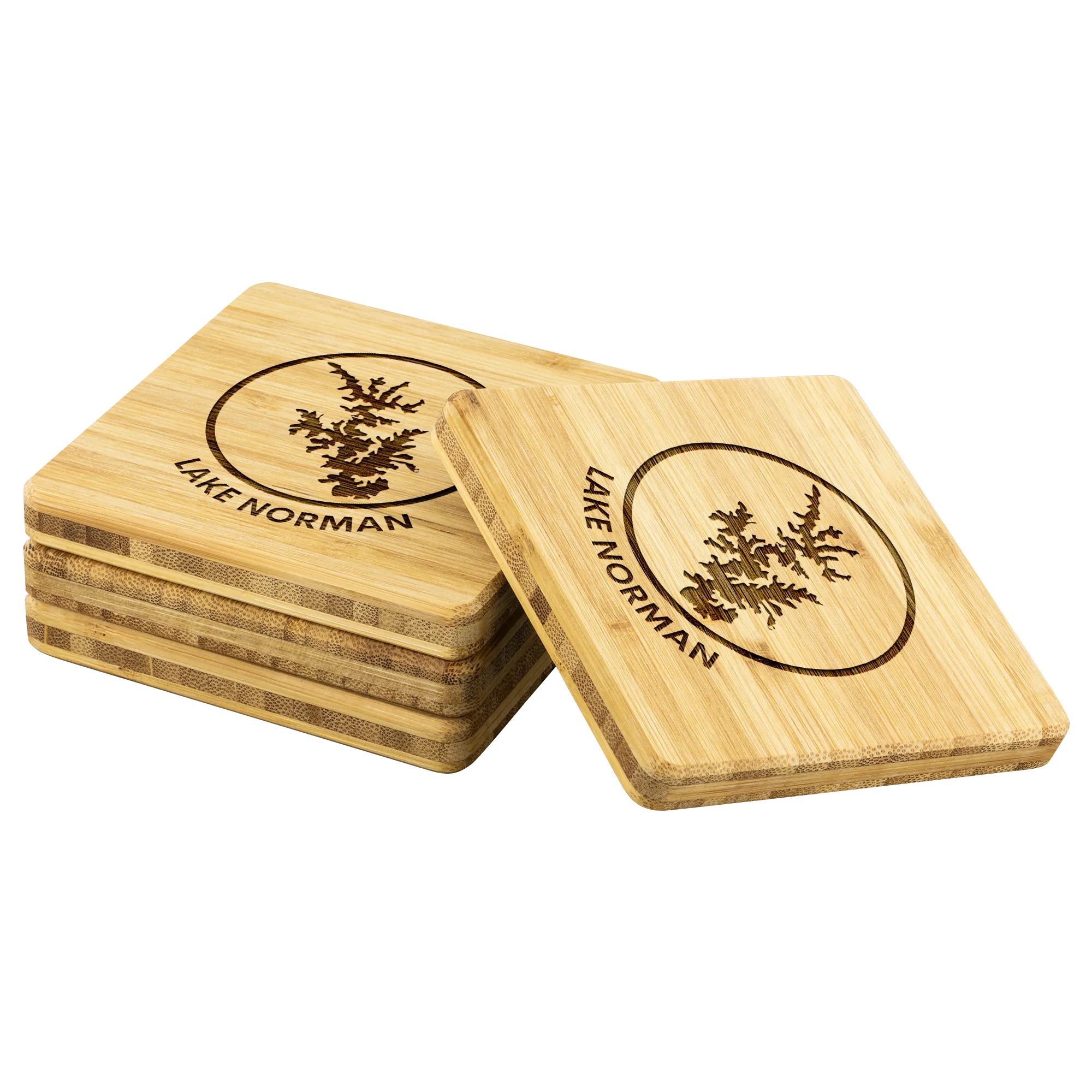 Lake Norman Logo Bamboo Coasters