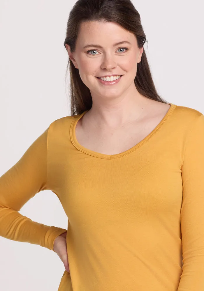 Layla V Neck Top - Marigold