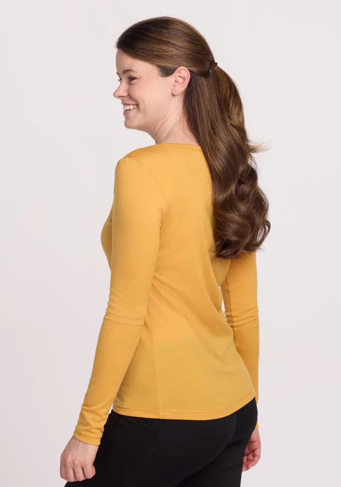 Layla V Neck Top - Marigold