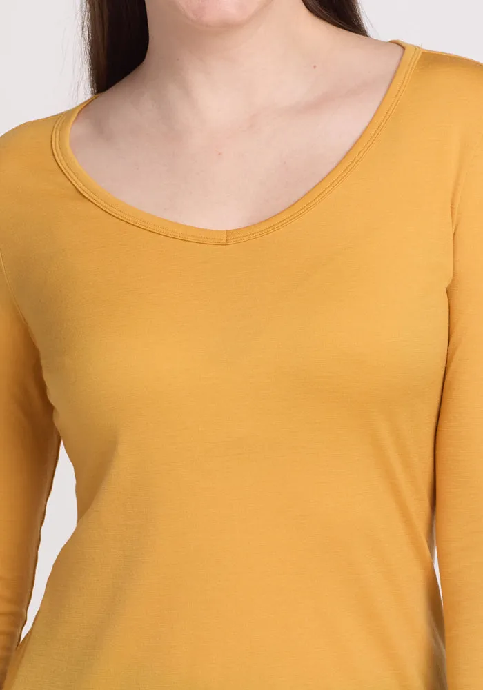 Layla V Neck Top - Marigold