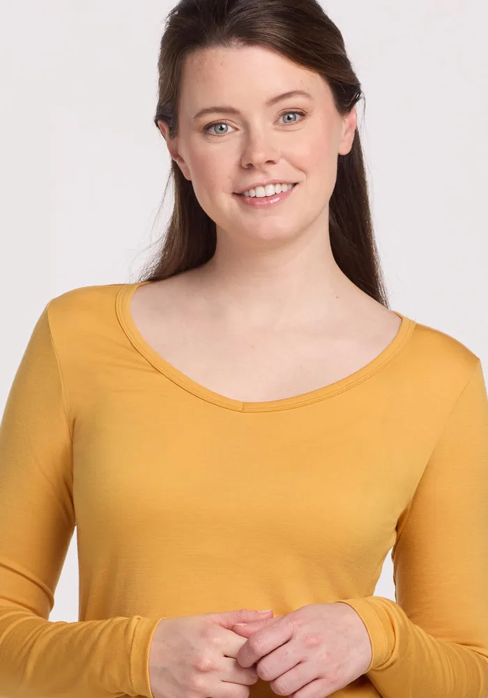 Layla V Neck Top - Marigold