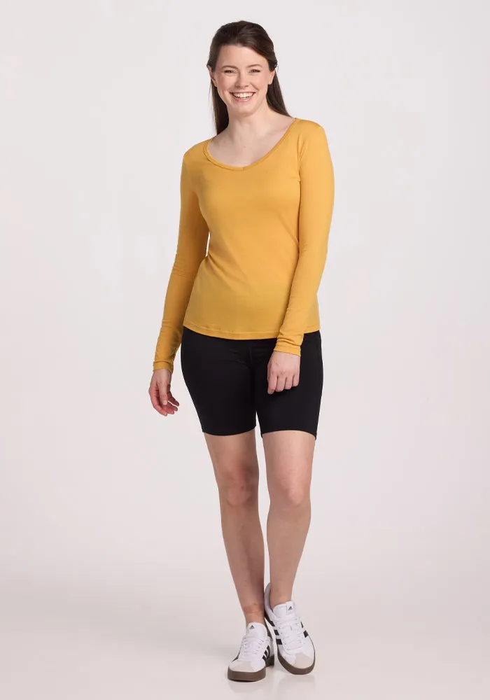 Layla V Neck Top - Marigold