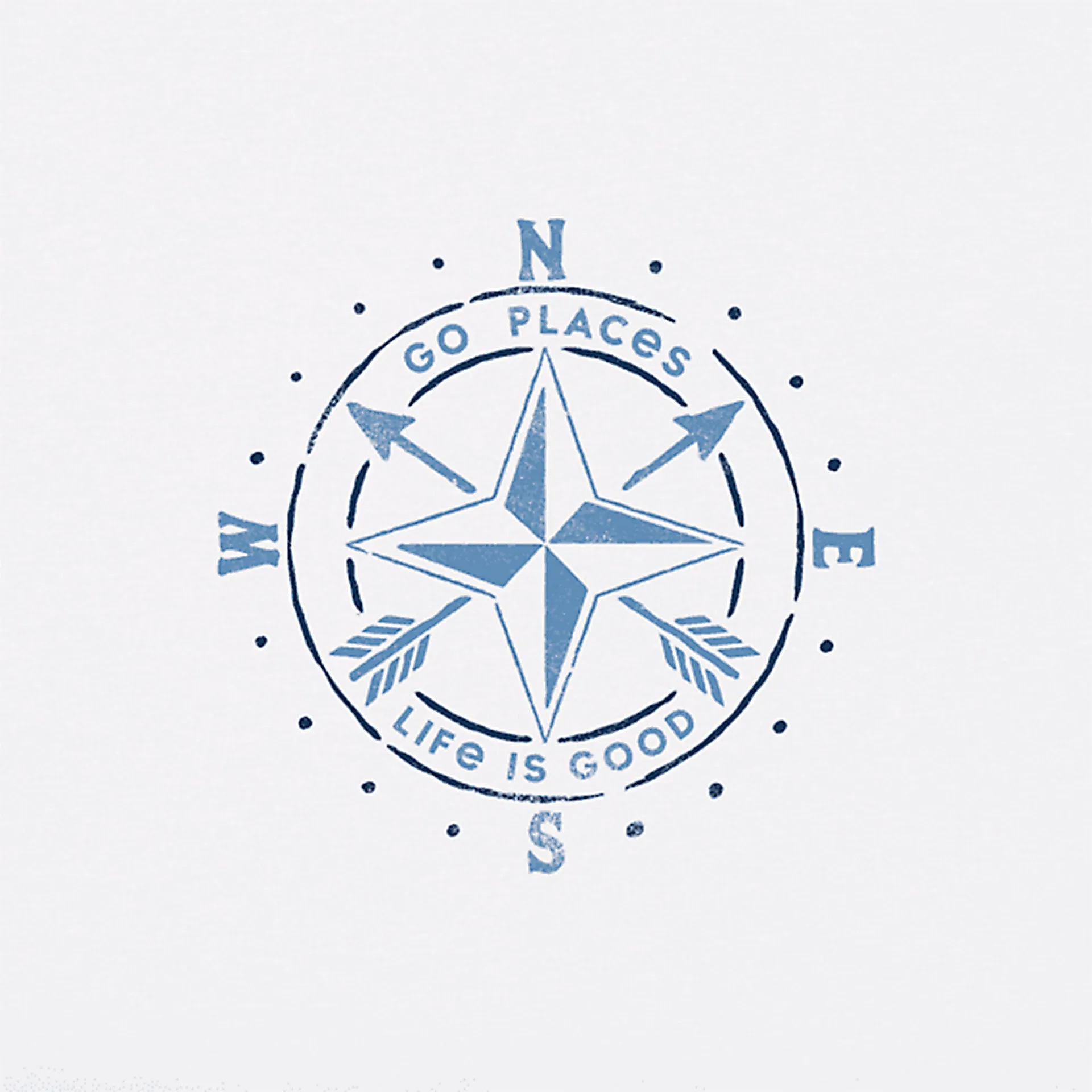 Life is Good Go Places Compass Crusher Tee - Cloud White