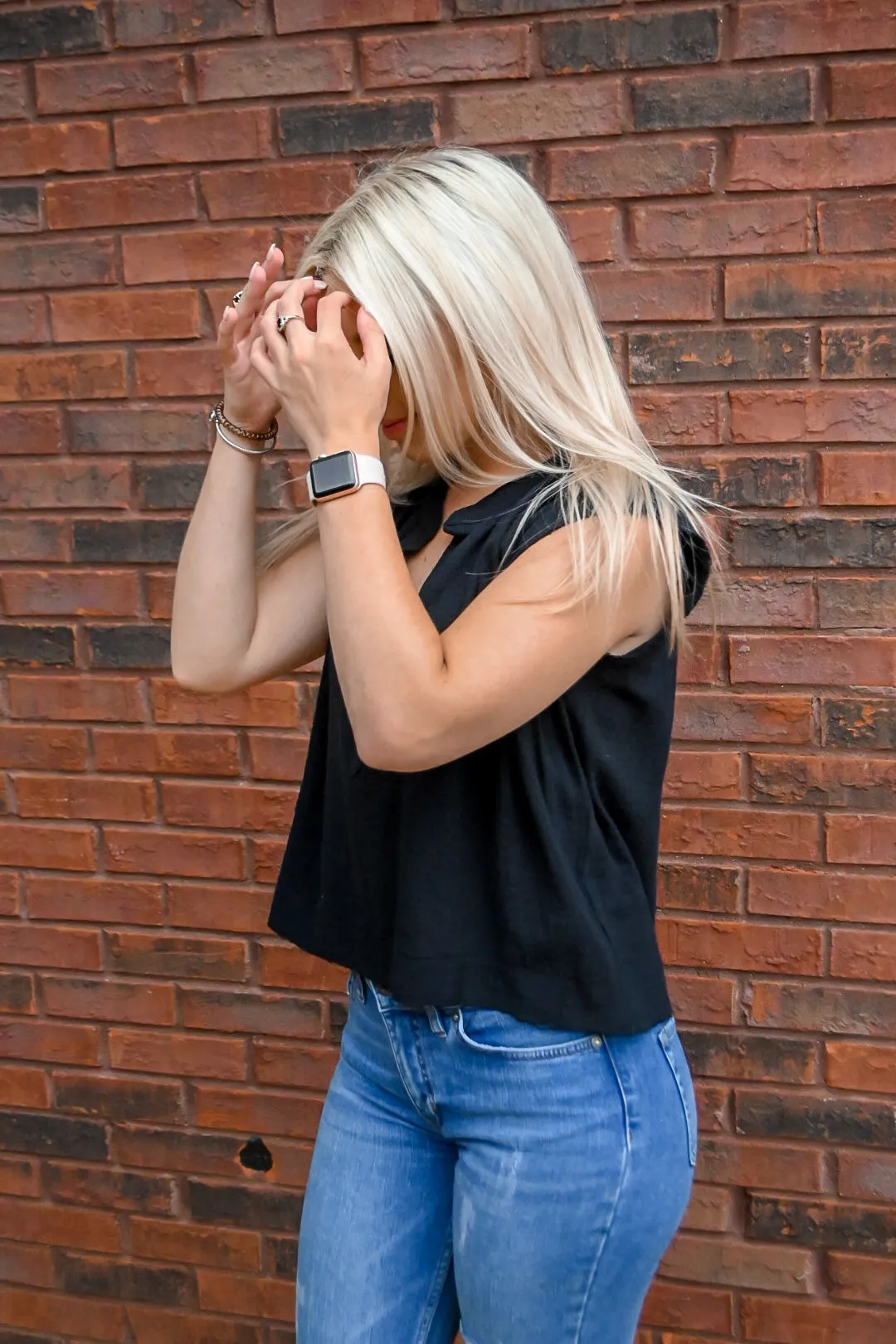 Linen Peasant Top- Black