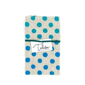 Linen Tea Towel in Huckleberry Polka Dot