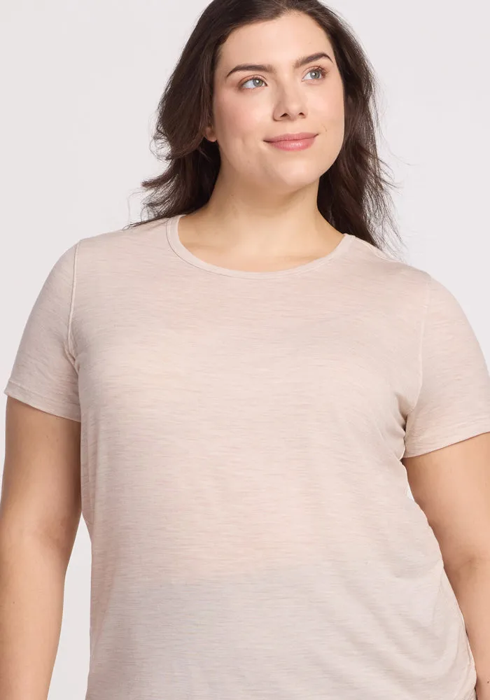Liza Crew Neck Tee - Cream Heather