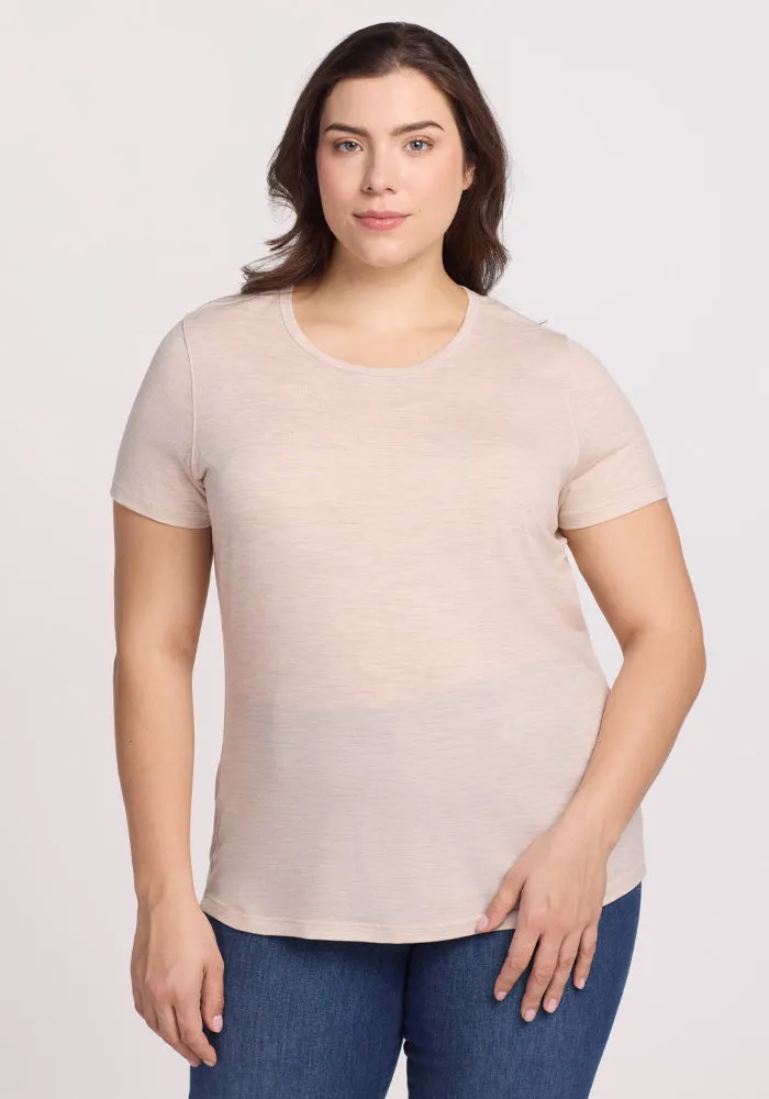Liza Crew Neck Tee - Cream Heather
