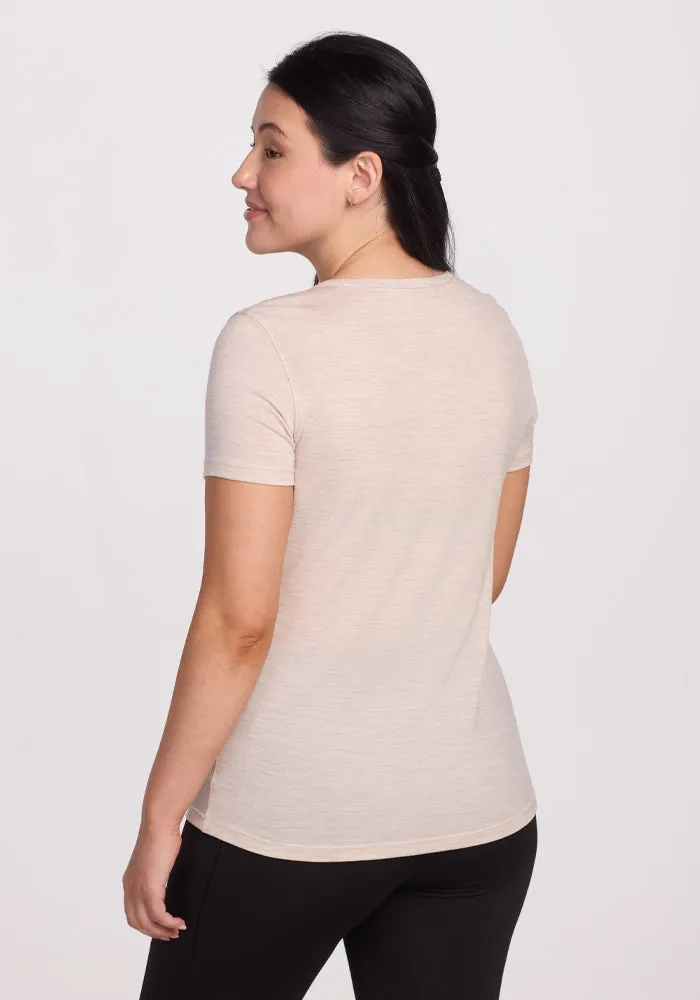Liza Crew Neck Tee - Cream Heather