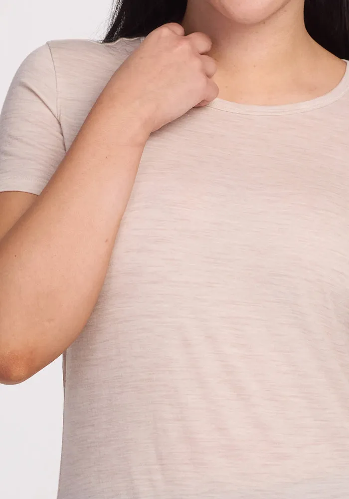 Liza Crew Neck Tee - Cream Heather
