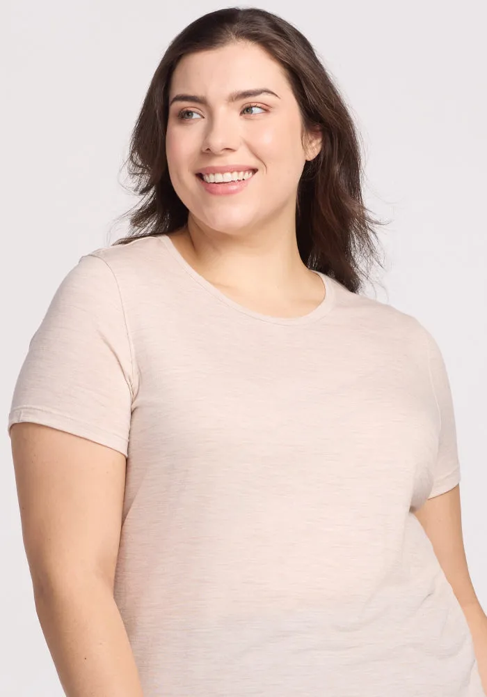 Liza Crew Neck Tee - Cream Heather