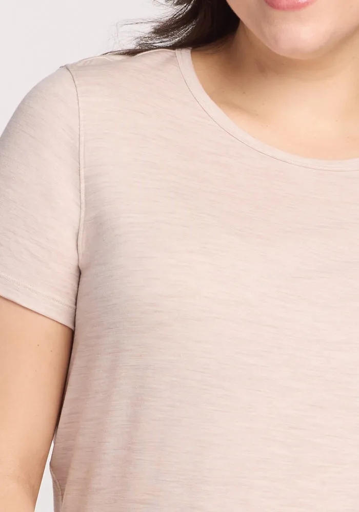 Liza Crew Neck Tee - Cream Heather