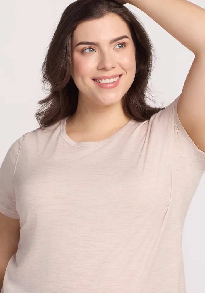 Liza Crew Neck Tee - Cream Heather