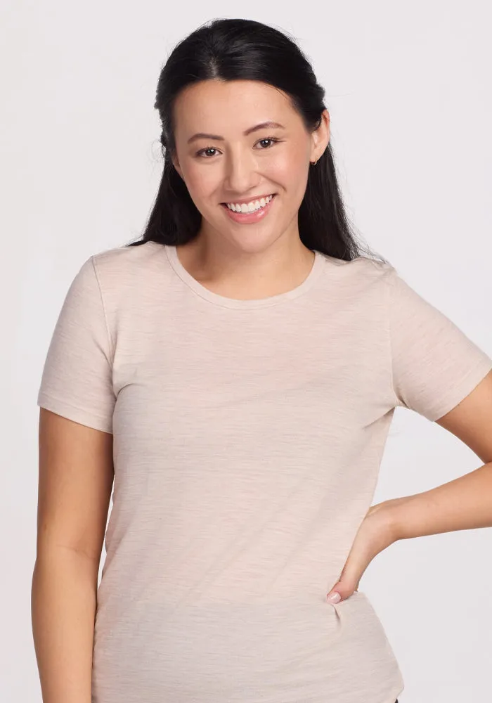 Liza Crew Neck Tee - Cream Heather