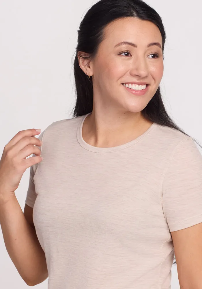 Liza Crew Neck Tee - Cream Heather