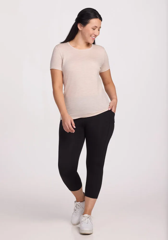Liza Crew Neck Tee - Cream Heather