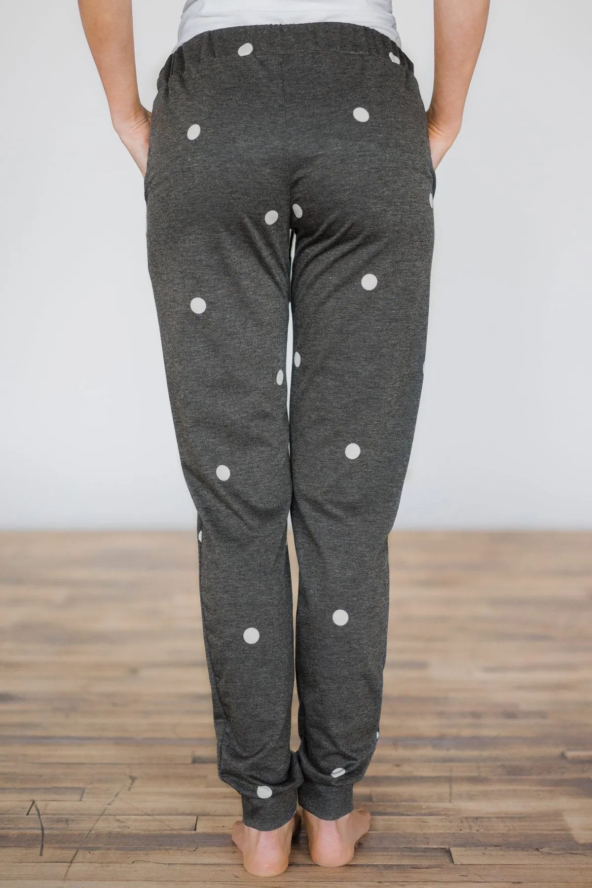 Lounge Joggers ~ Charcoal & Polka Dots