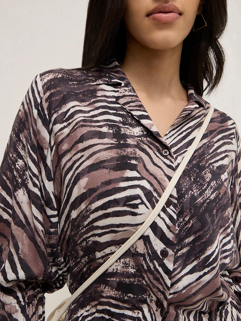 LOV Burgundy Animal Printed Shirt