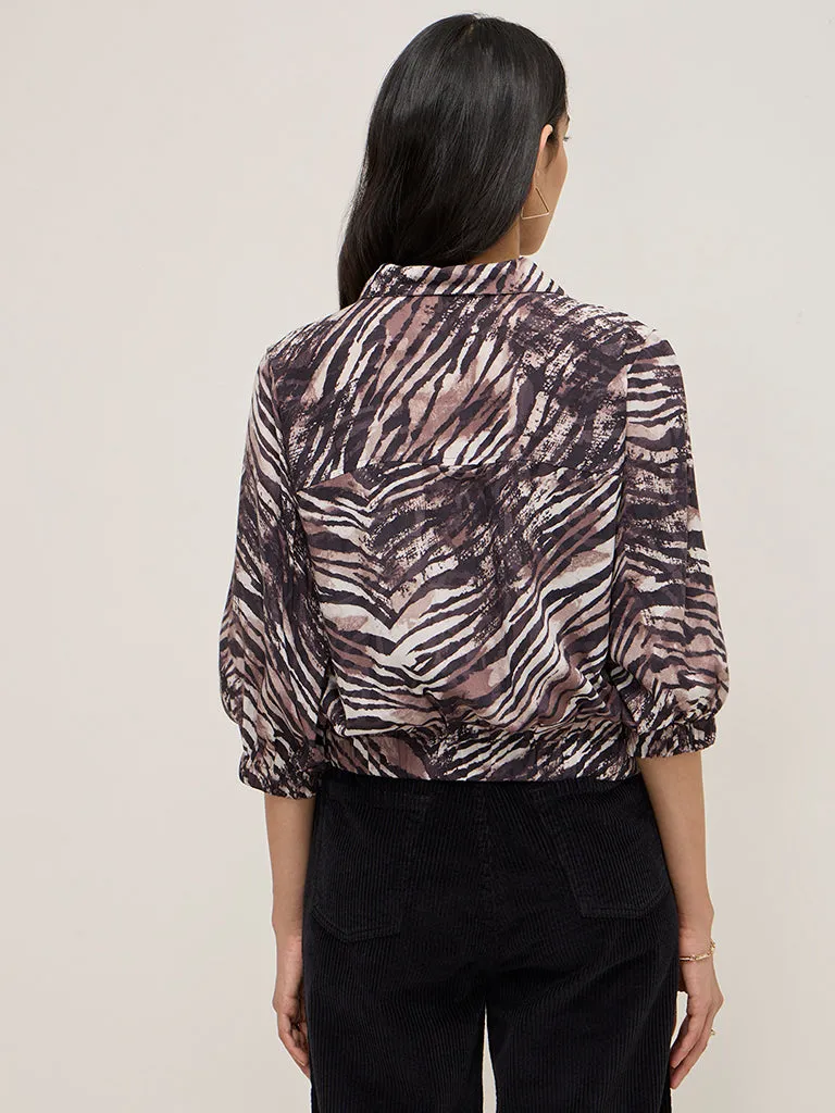 LOV Burgundy Animal Printed Shirt