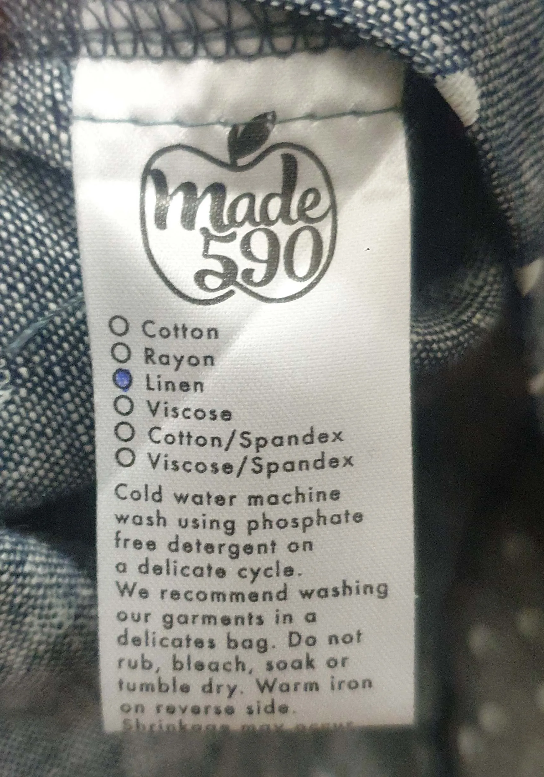 Made590 denim look linen skirt with white polka dots size 4XL